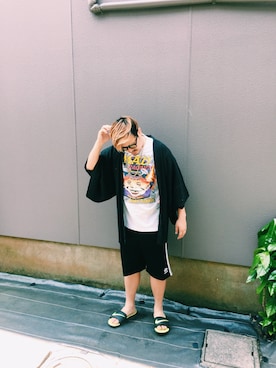 「アイテム（水着/着物・浴衣）」を使った、キュウリガンさん（メンズ・175cm）の春コーディネート