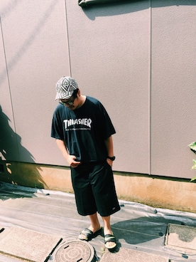 キュウリガンさんの「THRASHER MAG LOGO S/S TEE (17SS)」を使ったコーディネート