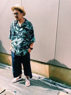「Gramicci（グラミチ）のアイテム（サンダル）」を使った、キュウリガンさん（メンズ・175cm）の夏コーディネート