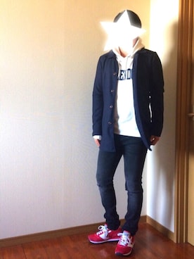 「アイテム（ステンカラーコート）」を使った、young さん（メンズ・166cm・10代）の冬コーディネート