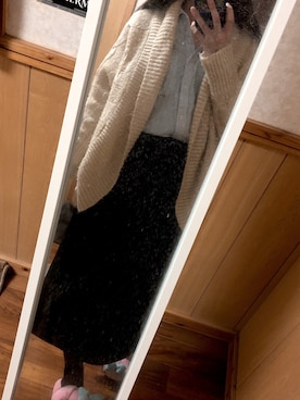 「OZOC（オゾック）のアイテム（カーディガン/ボレロ）」を使った、Momoさん（レディース・155cm）の冬コーディネート