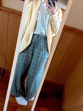 「OZOC（オゾック）のアイテム（カーディガン/ボレロ）」を使った、Momoさん（レディース・155cm）の冬コーディネート