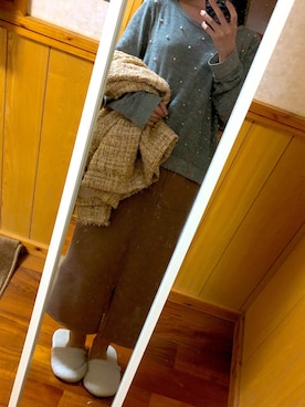 「Abercrombie&Fitch（アバークロンビーアンドフィッチ）のアイテム（スウェット）」を使った、Momoさん（レディース・155cm）の冬コーディネート