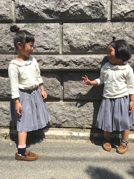 「アイテム（モカシン/デッキシューズ）」を使った、yuzu_mizuさん（キッズ・110cm）の春コーディネート
