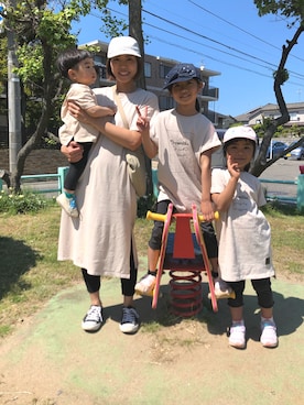 「お揃いコーデ」｜「アイテム（キャップ）」を使った、yuzu_mizuさん（キッズ・110cm）の春コーディネート
