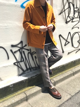 「アイテム（ドレスシューズ、ブラウン系）」を使った、ABAHOUSE ONLINE MENSさん（メンズ・180cm）の夏コーディネート