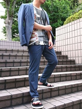 「いいね返し」｜ABAHOUSE ONLINE MENSさん（メンズ・168cm）の夏コーディネート