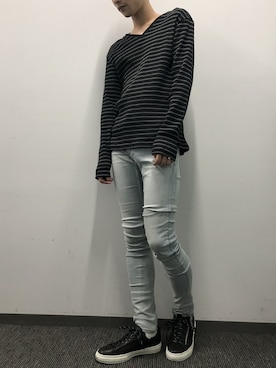 「buddy（バディ）のアイテム（スニーカー）」を使った、ABAHOUSE ONLINE MENSさん（メンズ・180cm）の夏コーディネート