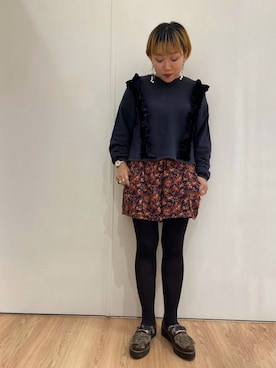 「スエット」｜「アイテム（ローファー）」を使った、ORientalTRaffic さんすて岡山店さん（レディース・152cm）の秋コーディネート