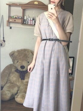 「UNIQLO（ユニクロ）のワッフルクルーネックT（5分袖）（Tシャツ/カットソー）」を使った、moeさん（レディース・165cm）の春コーディネート