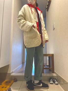 「TODAYFUL（トゥデイフル）のアイテム（その他アウター、ホワイト系）」を使った、romokkoさん（レディース・155cm）の春コーディネート