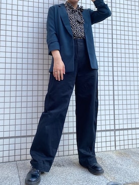 「H&M（エイチ・アンド・エム）のアイテム（ノーカラージャケット）」を使った、manakaさん（レディース・166cm）の秋コーディネート