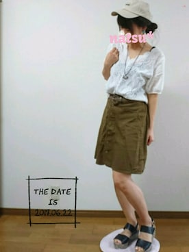「カーキスカート」｜「アイテム（その他）」を使った、 natsu*さん（レディース・160cm）の夏コーディネート