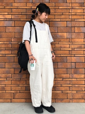 「RAG MACHINE（ラグマシーン）のアイテム（サロペット/オーバーオール）」を使った、ショウコさん（レディース・159cm）の春コーディネート