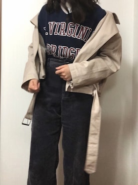 「アイテム（付け襟）」を使った、華さん（レディース・159cm）の春コーディネート