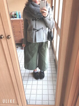「NICE CLAUP（ナイスクラップ）のアイテム（ダッフルコート）」を使った、秋本芽依さん（レディース・154cm）の冬コーディネート