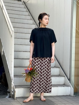 「Iラインスカート」｜「アイテム（その他）」を使った、naoさん（レディース・163cm）の春コーディネート