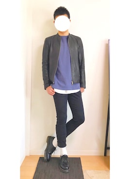 「Daniel Wellington」｜「アイテム（ライダースジャケット）」を使った、hiro_wearさん（メンズ・178cm）の秋コーディネート
