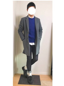 「united arrows」｜「アイテム（チェスターコート）」を使った、hiro_wearさん（メンズ・178cm）の冬コーディネート