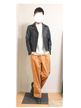 「EMMA  CLOTHES」｜「アイテム（ライダースジャケット）」を使った、hiro_wearさん（メンズ・178cm）の春コーディネート