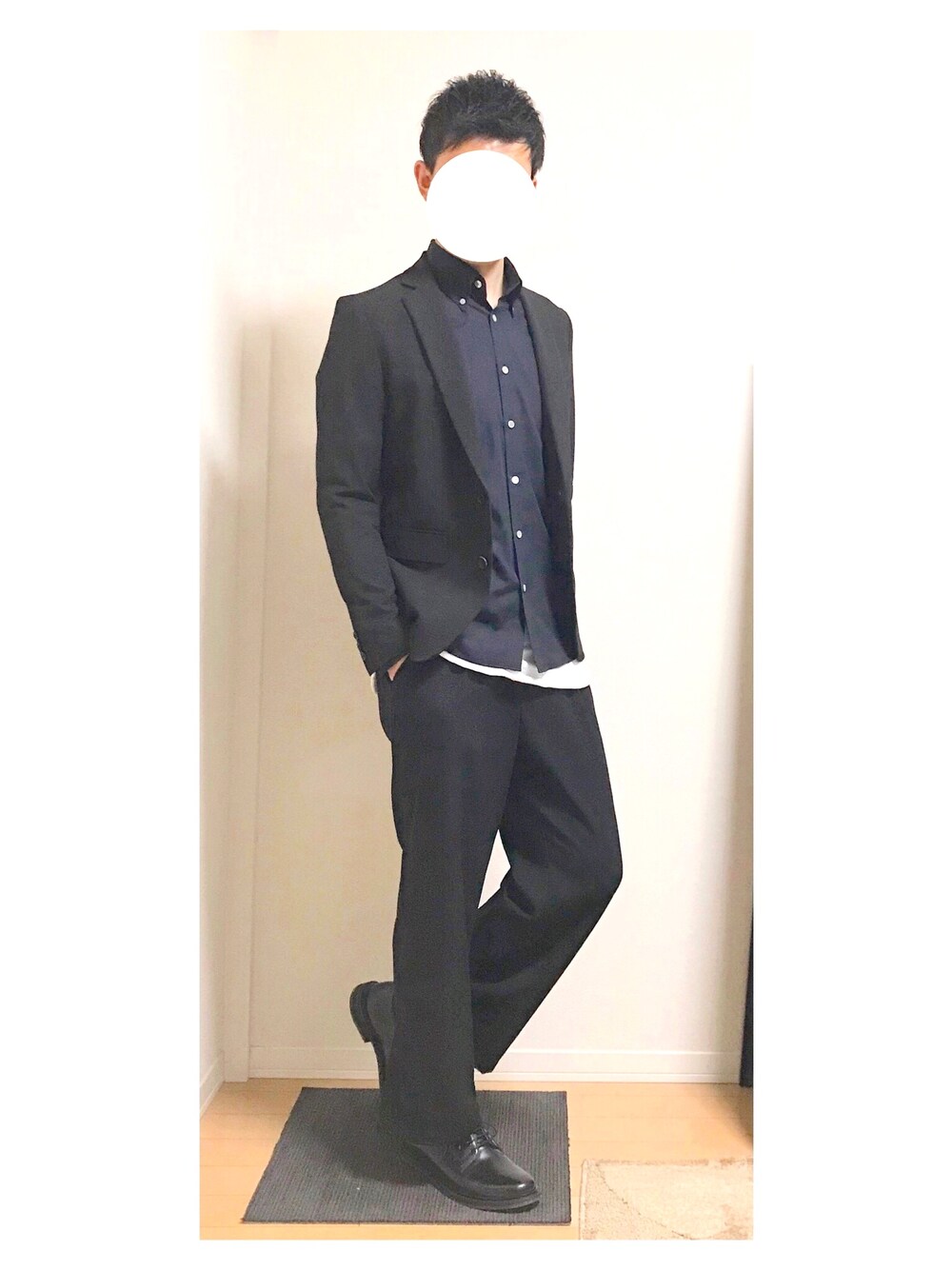 「STUDIOUS、UNITED TOKYO、RAGEBLUE、ジャケット、シャツ、ワイドパンツ、モノトーン、黒、おしゃれさんと繋がりたい」｜「STUDIOUSの【STUDIOUS】マルチストレッチテーラードジャケット（テーラードジャケット、ブラック系）」を使った、hiro_wearさん（メンズ・178cm）の春コーディネートの1枚目の写真