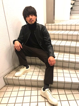 「MR.OLIVE（ミスターオリーブ）のアイテム（ライダースジャケット）」を使った、とくさん（メンズ・165cm）の秋コーディネート