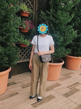 「ADAM ET ROPE'（アダムエロペ）のラウンドクロスボディーバッグ（ショルダーバッグ）」を使った、ださん（レディース・163cm）の夏コーディネート