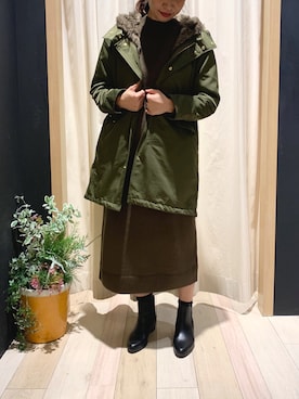 「LEPSIM（レプシィム）のアイテム（モッズコート）」を使った、バッシ―さん（レディース・162cm）の冬コーディネート