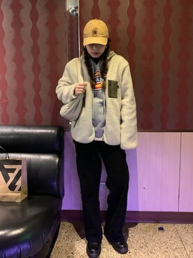 「Dr. Martens（ドクターマーチン）のDr.ﾏｰﾁﾝ　1460　8ホール（ブーツ）」を使った、Hedvaさん（レディース・158cm）の冬コーディネート