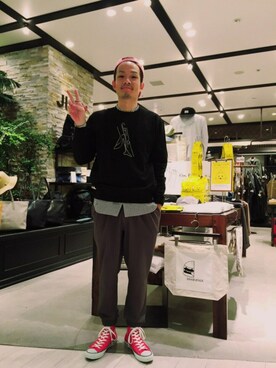 「JUNRED（ジュンレッド）のアイテム（キャップ）」を使った、fuzeeさん（メンズ・175cm）の秋コーディネート