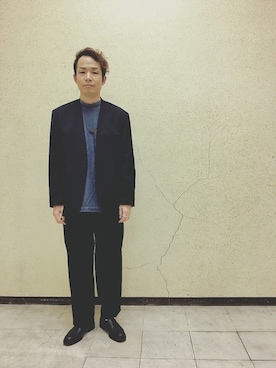 「ノーカラージャケット」｜「アイテム（アクセサリー）」を使った、fuzeeさん（メンズ・175cm）の春コーディネート