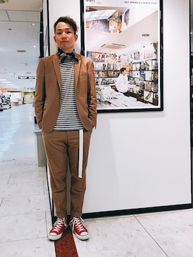 「CONVERSE（コンバース）のALL STAR HI（スニーカー）」を使った、fuzeeさん（メンズ・175cm）の春コーディネート