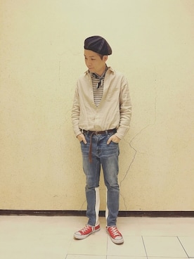 「アイテム（キャスケット）」を使った、fuzeeさん（メンズ・175cm）の春コーディネート