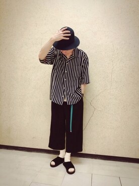 「JUNRED（ジュンレッド）のアイテム（サンダル）」を使った、fuzeeさん（メンズ・175cm）の夏コーディネート