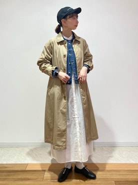 「coen（コーエン）のアイテム（ステンカラーコート）」を使った、coen かねこさん（レディース・168cm）の冬コーディネート