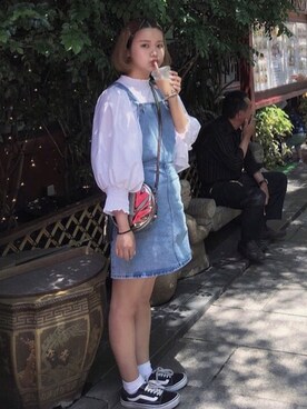 「MONKI（モンキ）のアイテム（オールインワン・サロペット）」を使った、amo🧠さん（レディース・163cm）の冬コーディネート