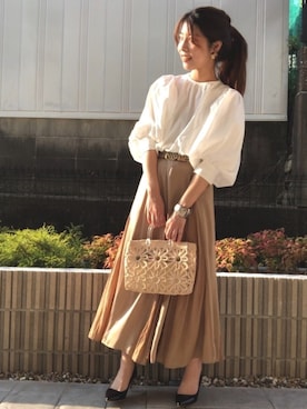 「カコバッグ」｜「アイテム（スカート）」を使った、yuuuniiさん（レディース・160cm）の夏コーディネート