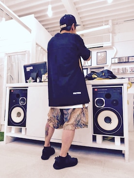 「Rick Owens（リックオウエンス）のアイテム（帽子）」を使った、Yotsuさん（メンズ・166cm）の夏コーディネート