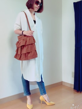 「NANO universe（ナノユニバース）のアイテム（シャツワンピース）」を使った、junjunさん（レディース・162cm）の秋コーディネート