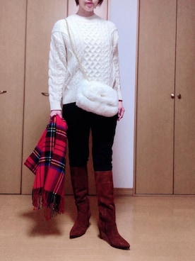「UNTITLED（アンタイトル）のアイテム（ブーツ）」を使った、junjunさん（レディース・162cm）の冬コーディネート