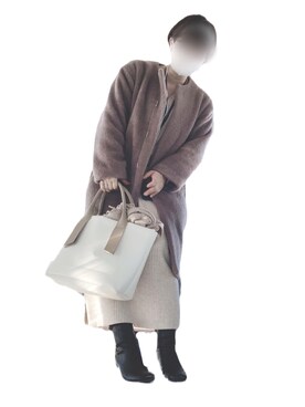 cohina（コヒナ）のノーカラーコートを使った人気ファッション 