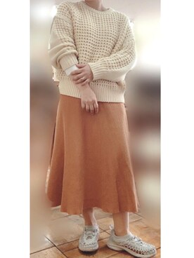 「オレンジスカート」｜はらさん（レディース・146cm）の春コーディネート