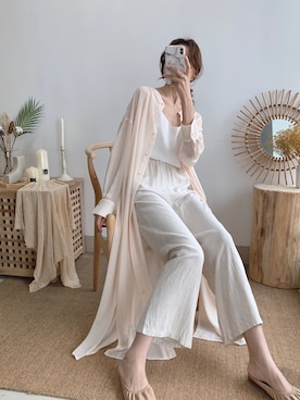 「シンプル」｜「アイテム（シャツワンピース）」を使った、ガ〜さん（レディース・162cm）の春コーディネート