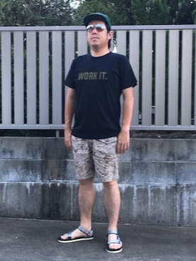 「UNCROWDのアイテム（帽子）」を使った、だっちんさん（メンズ・173cm）の夏コーディネート