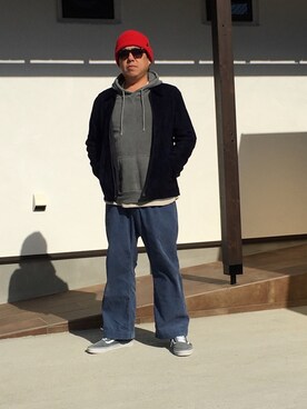 「BRIXTON（ブリクストン）のアイテム（ニットキャップ/ビーニー）」を使った、だっちんさん（メンズ・173cm）の冬コーディネート