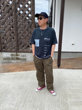 「MANUAL ALPHABET（マニュアル アルファベット）のアイテム（パンツ）」を使った、だっちんさん（メンズ・173cm）の春コーディネート