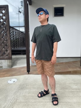 「MANUAL ALPHABET（マニュアル アルファベット）のアイテム（パンツ）」を使った、だっちんさん（メンズ・173cm）の夏コーディネート