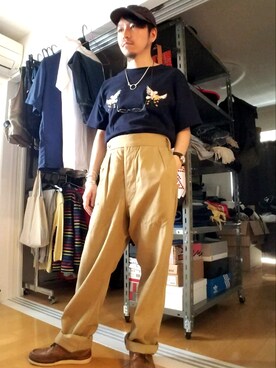 「SHIPS JET BLUE（シップスジェットブルー）のアイテム（Tシャツ/カットソー）」を使った、Dis.さん（メンズ・164cm）の秋コーディネート