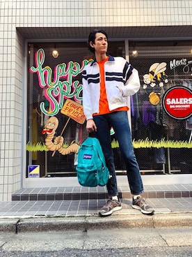 「90s」｜「アイテム（ブルゾン）」を使った、salerstokyoさん（メンズ・185cm）の春コーディネート