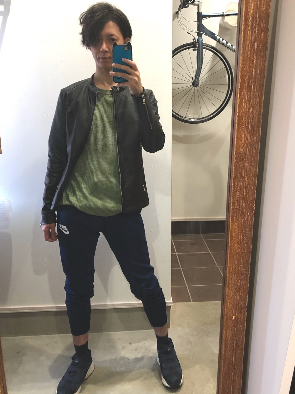 「スポーツミックス、お洒落さんとつながりたい、今日のコーデ」｜「NIKEのアイテム（その他パンツ、ブルー系）」を使った、まな。さん（メンズ・171cm）の冬コーディネートの1枚目の写真